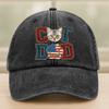 Custom Photo Best Cat Dad Washed Denim Baseball Cap Gift For Father's Day, Cat Lovers HO82 894036