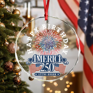 America 250 Semiquincentennial Fireworks Celebration Glass Ornament HO82 894608