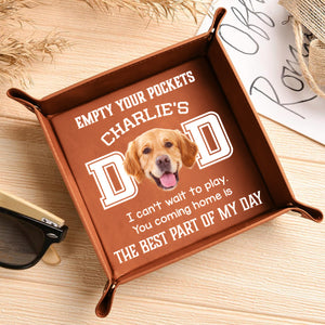 Custom Photo Dog Can't Wait To Play With Dad Leather Valet Tray LM32 893617