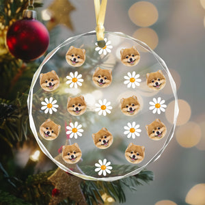 Custom Face Photo With Icon For Pet Lover Glass Ornament TH10 894293