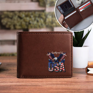 Faith, Family & Freedom America 250 Years Printed Leather Wallet Gift For Him CH07 910306