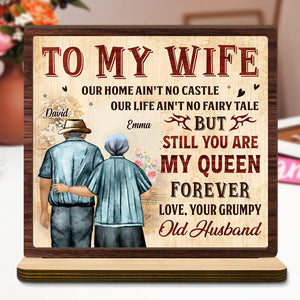 To My Queen 2-Layer Standing Wooden Plaque Personalized Gift For Couple, Wife HO82 894498