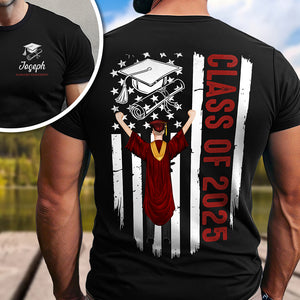 Personalized Class Of 2025 Flag Graduation Back & Front Dark Shirt LM32 893433