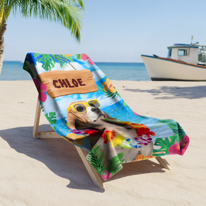 Custom Photo Summertime Bliss With Vibrant Dog Cat Beach Towels Summer Gift For Dog Cat Lovers HO82 893948