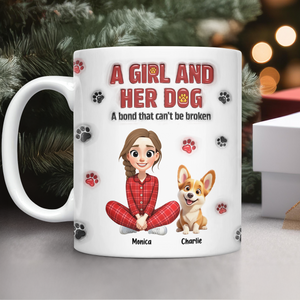 Personalized A Girl And Her Dog Version 3D Inflated Effect Mug HA75 898070