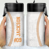 Custom Name And Number Baseball Kid Water Bottle With Straw HA75 892586