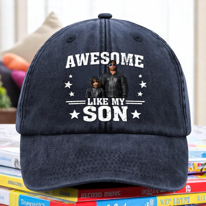 Custom Photo Cool Dad, Cooler Daughter Personalized Vintage Washed Denim Baseball Cap - Father's Day, Gift For Dad CH07 895920