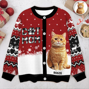 Custom Cat Photo Christmas Pattern Ugly Cardigan Christmas Gift HA75 898176
