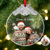 Custom Photo Couple Metal Glass Ornament For Christmas HA75 897178