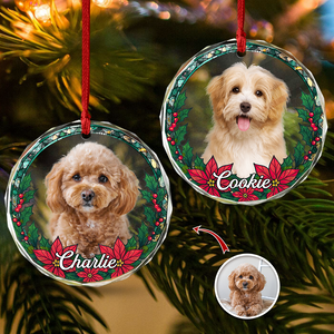 Custom Photo Christmas Glass Ornament For Dog Lovers HA75 897064
