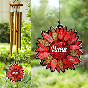 Personalized Name Nana Auntie Mom Family Sunflower Acrylic Wind Chimes LM32 893945