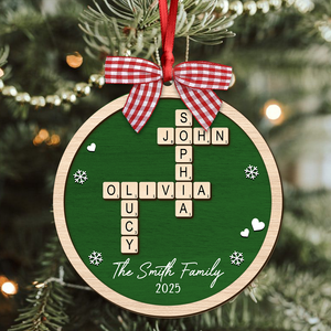 Personalized Family Crossword Puzzle Name Christmas 2 Layer Wood Ornament HA75 897546