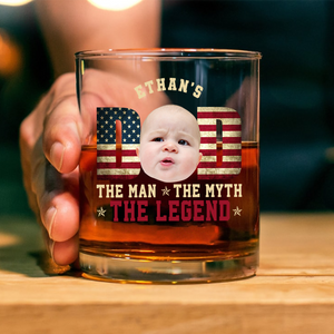 Custom Kid Photo - Dad, The Man The Myth The Legend Dad Whiskey Glass LM32 893539