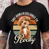 Custom Photo This Human Belongs To Dog & Cat Personalized Retro Dark Shirt CH07 896010