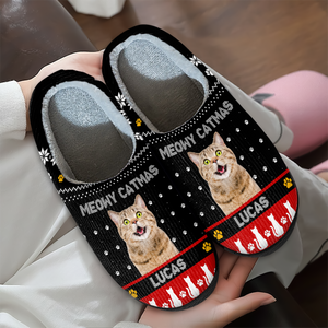 Custom Photo Meowy Christmas Merry Woofmas Dog Cat Slippers HO82 894868