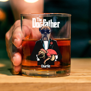 Custom Dog Photo The Dogfather Whiskey Glass Personalized Gift For Dog Dad HO82 893870