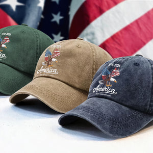 Celebrate 250 Years of America USA Anniversary 1776-2026 Washed Denim Baseball Cap HO82 894478