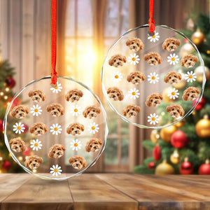 Custom Face Photo With Icon For Pet Lover Glass Ornament TH10 894293