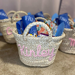 Personalized Name Straw Beach Basket Bag Perfect for Vacation & Picnic LM32 893727