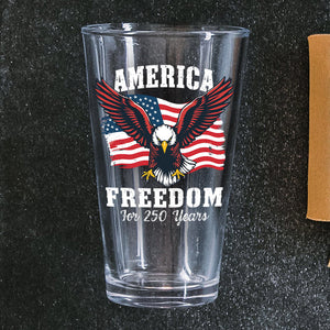 America 250 Years of Freedom Patriotic Eagle Flag Print Beer Glass HA75 897348
