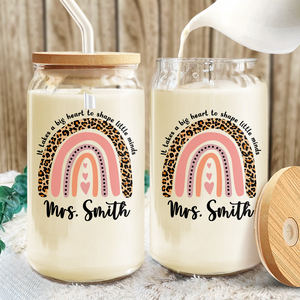 Personalized Rainbow Teacher Glass Can With Lid Teacher Apprecation Gift Back to School Gift CH07 896182