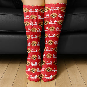 Custom Puppy Photo The Dog Father with Pawprints Design - Personalized Socks LM32 897279