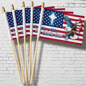 One Nation Under God Patriotic With Eagle Handheld Flag HO82 900960