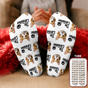 Custom Puppy Photo The Dog Father with Pawprints Design - Personalized Socks LM32 897279