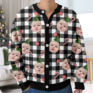 Custom Face Photo Christmas Pattern Cardigan Christmas Gift HO82 900398