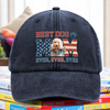 Custom Photo Best Dog Dad Ever Ever Ever Washed Denim Baseball Cap Gift For Father's Day, Birthday Gifts HO82 893936