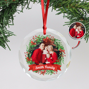 Custom Family Crystal Photo - Personalized Glass Ornament For Christmas TH10 894829