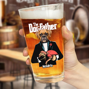 Custom Dog Photo The Dogfather Print Beer Glass Personalized Gift For Dog Dad HO82 893872