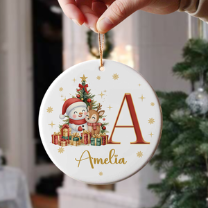 Personalized Gift Snowman Alphabet Christmas Ceramic Ornament LM32 895087