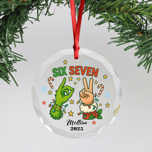 Personalized Funny ‘Six Seven’, Holiday Glass Xmas Decor Glass Ornament HA75 898306