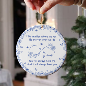 No Matter Where We Go Toile De Jouy Style Personalized Ceramic Ornament HA75 898116