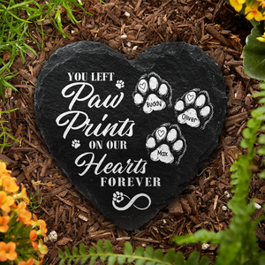 You Left Paw Prints On Our Hearts Forever Personalized Dog Memorial Heart Shaped Stone CH07 896522