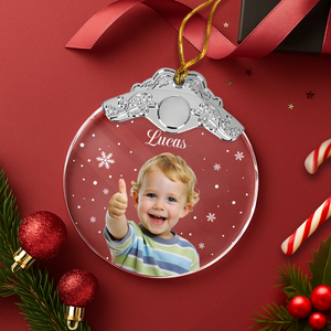 Custom Photo Kid Metal Glass Ornament For Christmas HA75 897166