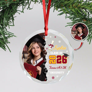 Custom Photo Class Of 2026 Glass Ornament Gift For Graduation LM32 897317