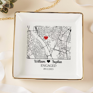 Custom Map Engaged Ring Dish Gifts For Couple HO82 901114