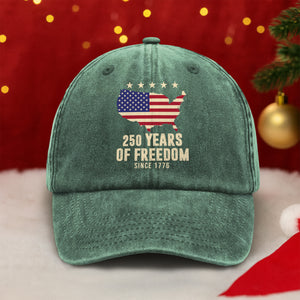 America 250th Anniversary 1776 2026 America 250 Years of Freedom Washed Denim Baseball Cap CH07 899228