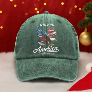 Celebrate 250 Years of America USA Anniversary 1776-2026 Washed Denim Baseball Cap HO82 894478