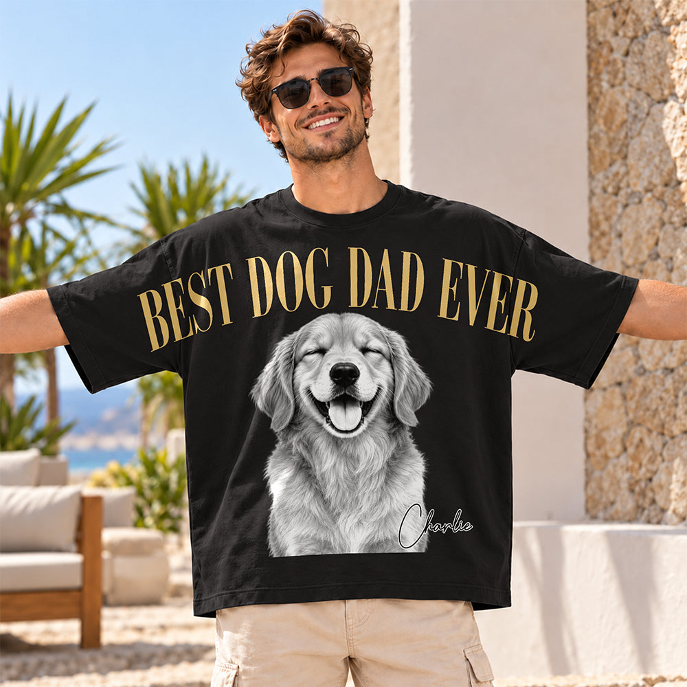 Personalized Vintage Photo Best Dog Dad, Dog Mom Ever Shoulder to Shoulder Comfort Shirt HA75 919562
