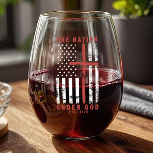 One Nation Under God Est 1776 Freedom Wine Glass LM32 895457