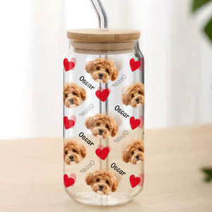 Custom Dog Cat Face Glass Can Funny Gift For Dog Lovers Cat Lovers CH07 895618