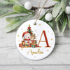 Personalized Gift Snowman Alphabet Christmas Ceramic Ornament LM32 895087