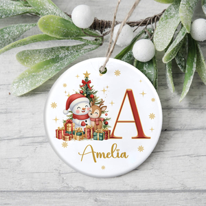 Personalized Gift Snowman Alphabet Christmas Ceramic Ornament LM32 895087