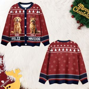 Personalized Happy Pawlidays Christmas Ugly Cardigan For Dog Lover TH10 896347