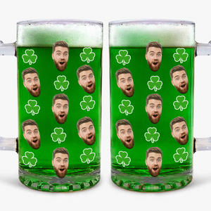 Custom Face Photo With Shamrock Beer Glass Mug TH10 898109