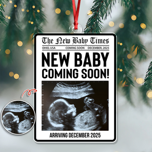 Custom Photo New Baby Coming Soon Acrylic Ornament Christmas Gift For Family HO82 894752
