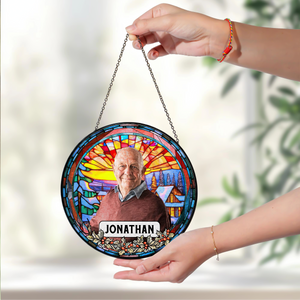 Custom Photo and Name Grandparent Memorial Stained Glass Suncatcher HA75 897150